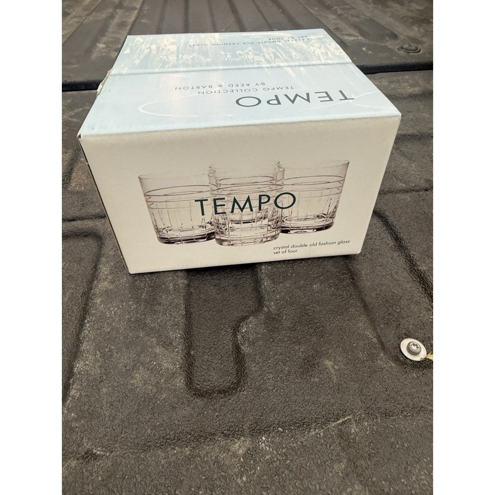 Reed & Barton Tempo Crystal DOF Glasses Set of 4 New In Box Czech